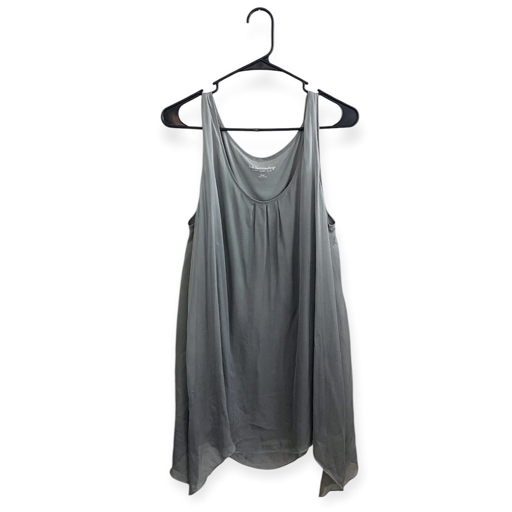 Soft Surroundings Gray Asymmetrical Tank Top Fairycore Flowy Boho Minimalist